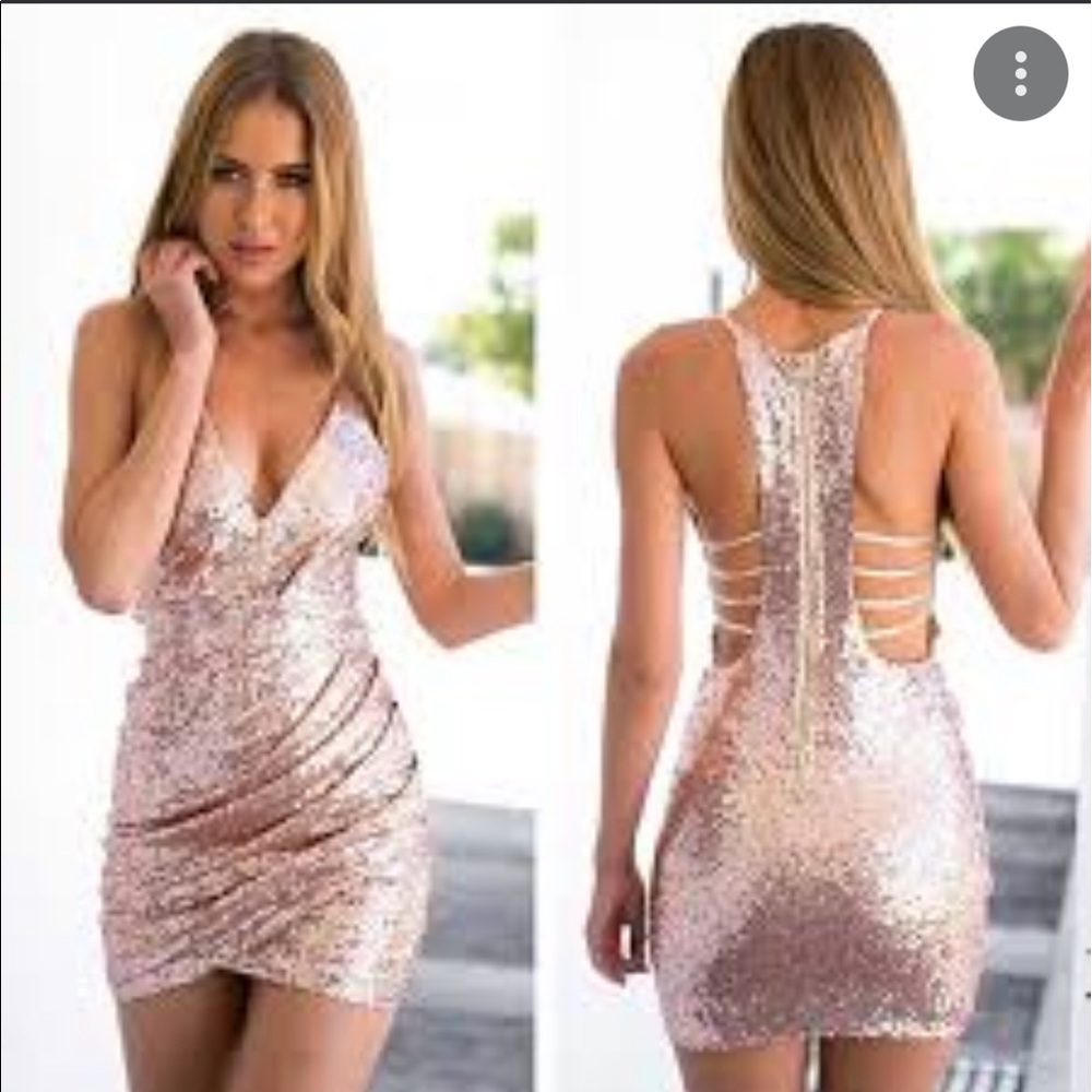 Pink Sequin Dress Body Con